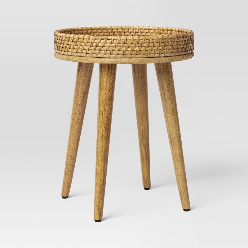 Round Natural Woven Accent Table