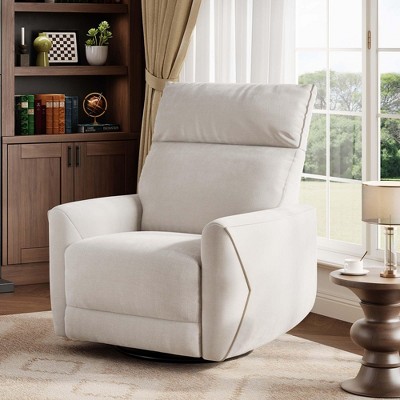 Power Recliner Swivel Rocker Chair with USB Ports, Fabric Glider Nursery Chair with High Back for Living Room