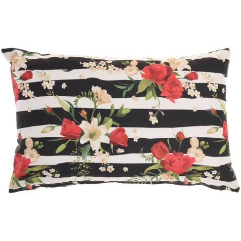 Black and white floral cushions sale