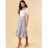 INSPIRE CHIC Women's Chiffon Elastic Waist Ruffle Tiered Flowy Midi Floral Printed Skirts - 2 of 4