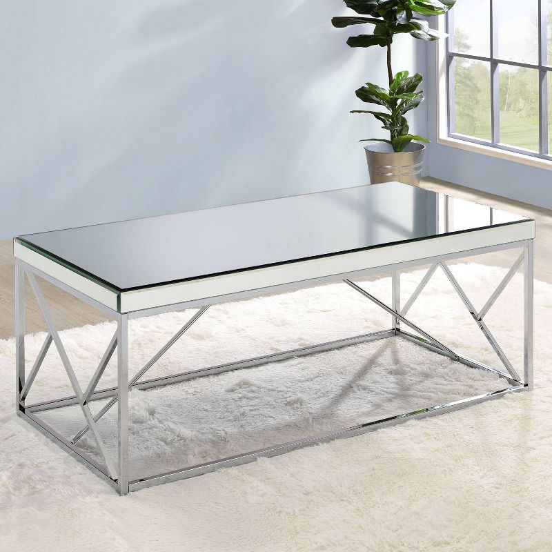 Evelyn Mirror Top Cocktail Table Chrome - Steve Silver Co., 3 of 5