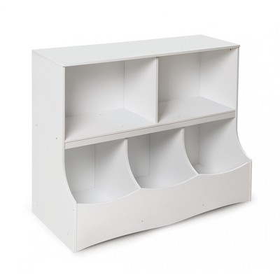 White MDF Kids Toy Storage Organizer with Cubby Bins