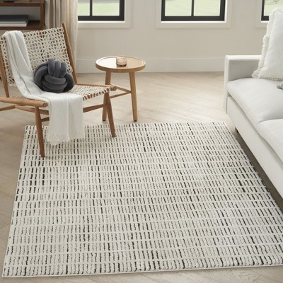Nourison Cozy Modern Abstract Indoor Area Rug Ivory Black 3'11"x5'11"