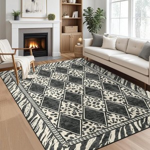 Leopard Print Runner Rug, Soft Non-Slip Washable for Hallway, Kitchen, Bedroom, Laundry - 1 of 4