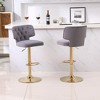 2pcs Bar Stools Modern Counter Height Bar Stools with Back Upholstered Swivel Adjustable Barstools for Kitchen Island Restaurant Emerald - 2 of 4