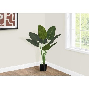 Monarch Specialties Artificial Plant 44 inch Tall Bird Of Paradise Tree Indoor Faux Fake Floor Greenery Potted Decorative Green Leaves Black Pot - 1 of 4