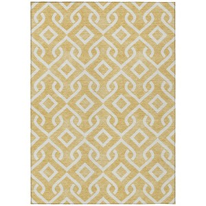 Gold And Ivory Geometric Washable Indoor Outdoor Area Rug - 1 of 4