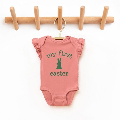 The Juniper Shop Bunny First Easter Baby Flutter Sleeve Bodysuit