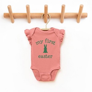 The Juniper Shop Bunny First Easter Baby Flutter Sleeve Bodysuit - 1 of 2