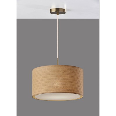 Harvest 22" Antique Brass Large Pendant with Natural Woven Shade