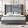 AMERLIFE Size 62" Corduroy Upholstered Bed Frame Extra Tall Wingback Headboard - 3 of 4