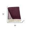 HomeRoots 55" X 70" Plum And White Cotton Blend Woven Chevron Plush Throw Blanket with Fringe - 3 of 4