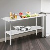 Stainless Steel Table for Prep & Work,2-Tier Shelf Commercial Metal Worktable Adjustable Height & Leveling Feet for Restaurant - 2 of 4