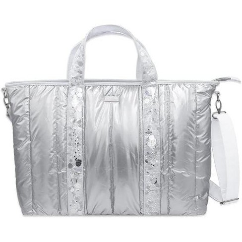 Packed Party Silver Puffy Confetti Weekender Duffle Bag, Overnight Travel Luggage for Women, Great for Ladies at the Gym, Airlines, Travel, Hospital - image 1 of 3