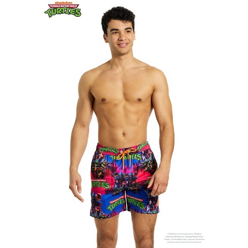 OppoSuits TMNT Swim Shorts For Men - Official Ninja Turtles Beach And Pool Shorts - Loose Fit - Including Drawstrings & Zippers - Multicolor - Size S - image 1 of 4