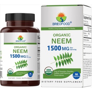 Brieofood Organic Neem 1500mg, 45 Servings, Vegetarian, Gluten Free, 90 Vegetarian Tablets - 1 of 4
