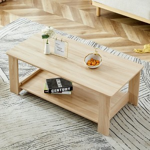 CAVINAS Rectangle Modern Coffee Table for Living Room,Center Table with Storage Shelf for Bedroom,Study Room - 1 of 4