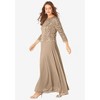 Roaman's Petite Plus Size Sparkle Lace Popover A-Line Gown With 3/4 Sleeves - 4 of 4