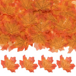 Unique Bargains Home Durable Fall-themed Silk Fabric Faux Autumn Artificial Maple Leaves 200 Pcs - 1 of 4