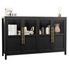 Sideboard Buffet Cabinet with 4 Glass Doors, 55" Modern Farmhouse Storage Cabinet with Ample Storage for Kitchen, Dining Room, Living Room - 2 of 4