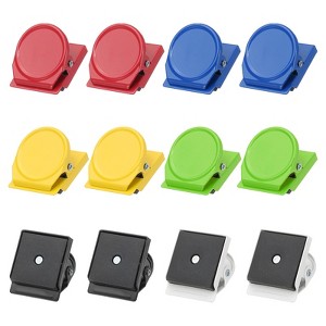 Unique Bargains Stainless Steel Hooks and Hangers Refrigerator Magnetic Clips 1.38" x 1.22" 12 Pcs - 1 of 3