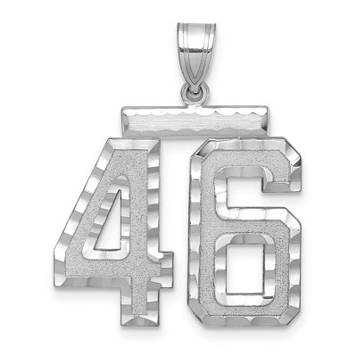 Black Bow Jewelry 14k White Gold, Varsity Collection, Large D/C Pendant, Number 46