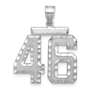 Black Bow Jewelry 14k White Gold, Varsity Collection, Large D/C Pendant, Number 46 - 1 of 3