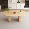 62.9 in Oval Farmhouse Dining Table with Water-Resistant MDF Top & Wood Strip Base, Seats 4–6 for Kitchen or Dining Room-Baofuwis - 3 of 4
