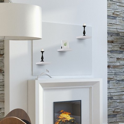 Modern Matte White Square Floating Shelves, 3-Piece Set