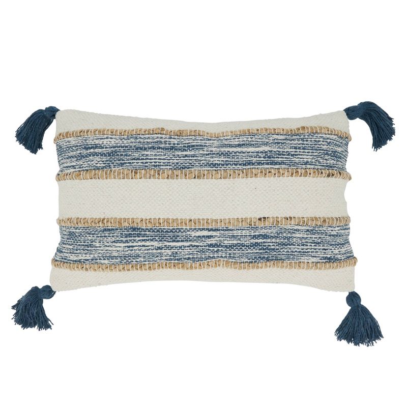 Oversize Striped Tassel Corners Design Throw Pillow - Saro Lifestyle, 1 of 5