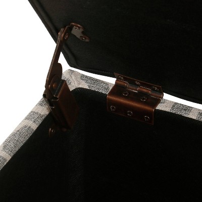 Gray Geometric Wood Storage Ottoman with Hinged Lid