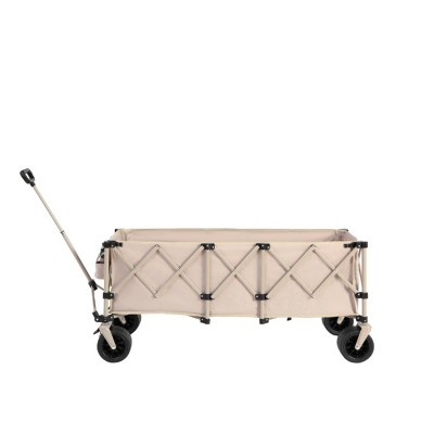 Extended Folding Wagon Carts With 220Lbs Weight Capacity, Heavy Duty Folding Utility Garden Cart With Big All-Terrain Beach Wheels-Cuddlewood