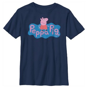 Boy's Peppa Pig Blue Logo T-Shirt - 1 of 4