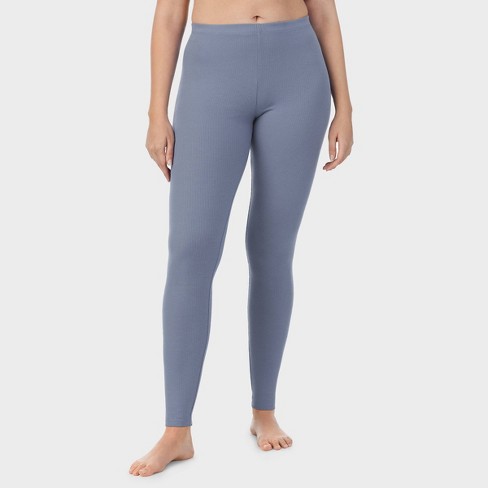 Warm Essentials By Cuddl Duds Women's Retro Ribbed High Waisted Leggings -  Blue M : Target