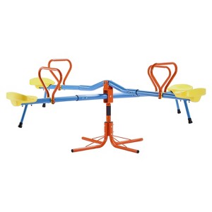 VEVOR Kids Seesaw, 110 lbs Load Capacity per Seat, Sit and Spin Teeter Totter, Swiveling 360 Degrees Rotating for Aged 3+, Orange&Blue&Yellow - 1 of 4