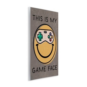 Stupell Industries 15"x10" Kids' My Game Face Phrase Yellow Smiley Retro Controller Wall Art Unframed - 1 of 4