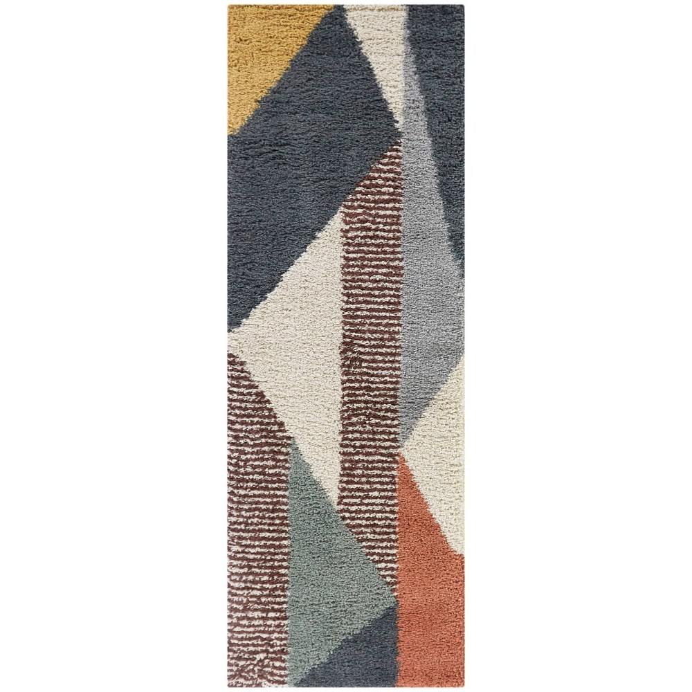 Photos - Area Rug 2'2"x7' Merril Mid-Century Modern Geometric Rug Blue - Balta Rugs: Indoor Runner, Fade & Stain-Resistant, High Pile