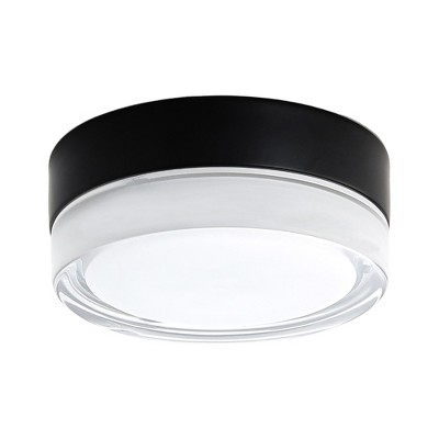 DAKAFUL Sleek Round LED Flush Mount Ceiling Light with Thick Glass Shade, 24W&2700K LED Fixture for Bedroom,Living Room, Hallway(Black)
