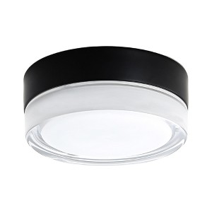 DAKAFUL Round LED Flush Mount Ceiling Light with Thick Glass Shade, 24W&2700K LED Fixture for Bedroom/Living Room/Hallway(Black) - 1 of 4