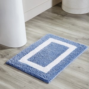 Hotel Bath Rug 100% Premium Cotton Tufted Two Tone Reversible Bathroom Rug, Soft & Water Absorbent, Machine Washable Bath Mat - 1 of 4
