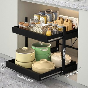 Extendable Cupboard Organiser with 2 Levels, Extendable Drawers Storage, Telescopic Drawer - 1 of 4