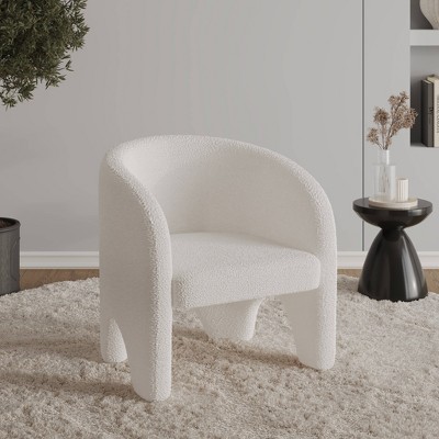LeisureMod Lylo Collection Upholstered Accent Chair with Barrel Back Design and Iron Frame