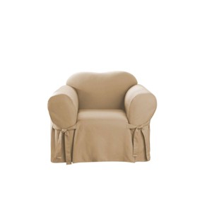 Duck Chair Slipcover Tan - Sure Fit: Cotton, Machine Washable, Indoor Stretch Fit Furniture Cover - 1 of 4