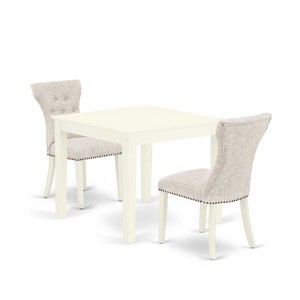 Modern 3-Piece Kitchen Dining Set - Table & 2 Parsons Chairs - Linen White Finish - 1 of 4