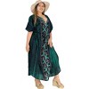 LA LEELA Women's Summer Batik Caftan Loungewear House Dashiki Dress Kaftan Nightshirts for Women Sleepwear Plus size 2X-3X Green, Floral - image 4 of 4