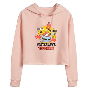 Women's - SpongeBob SquarePants - What Is Today Yesterdays Tomorrow Cropped Graphic Hoodie - 1 of 4
