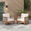 Christopher Knight Home Liliana Modern Patio Acacia Wood Woven Rope Armchair with Thick Cushions - 2 of 4
