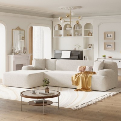 Contemporary Oversized L-Shaped Modular Couch for Living Room, Bedroom, Salon - 2-Piece Versatile Setup, Minimalist Design