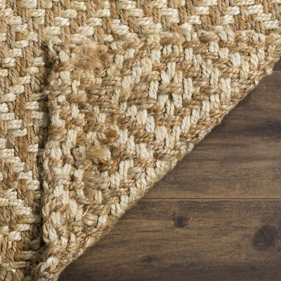 Ivory & Natural Hand-Woven Jute 4' x 6' Area Rug