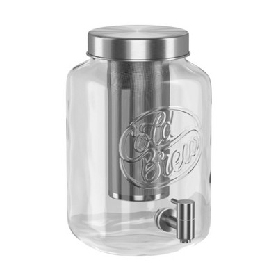 Le'raze 1 Gallon Glass Mason Jar Drink Dispenser With Stainless Steel  Spigot, Ice Cylinder, Fruit Infuser + Marker & Chalkboard : Target